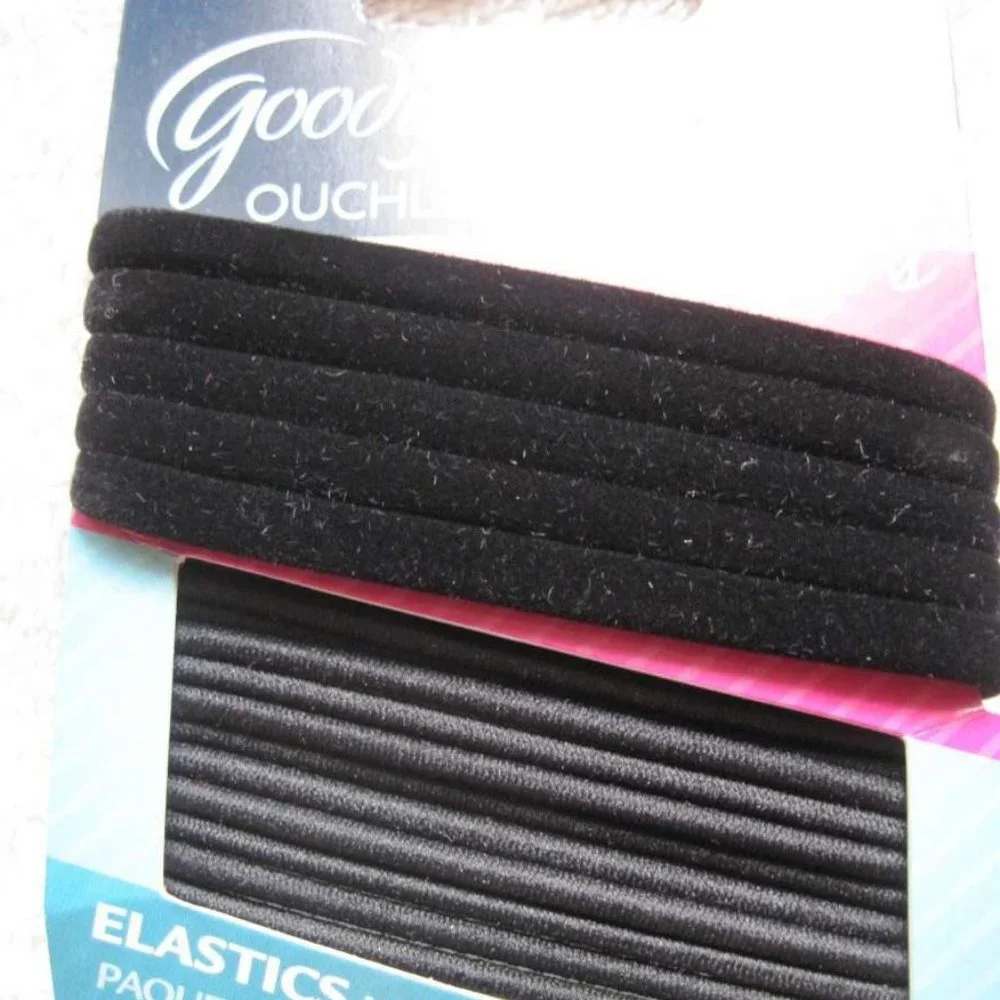 17 Black 5 Goody Velvet Secure Stay Put Elastic Hair Band Ponytailers 12 Ouchles